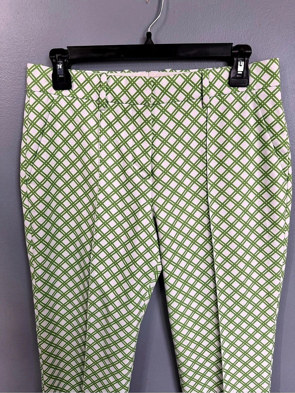 Tory Sport Green & White Geometric Ankle Pants Size 4 Like New